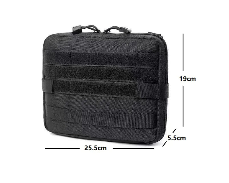 Black survival waterproof waist pack with multiple straps