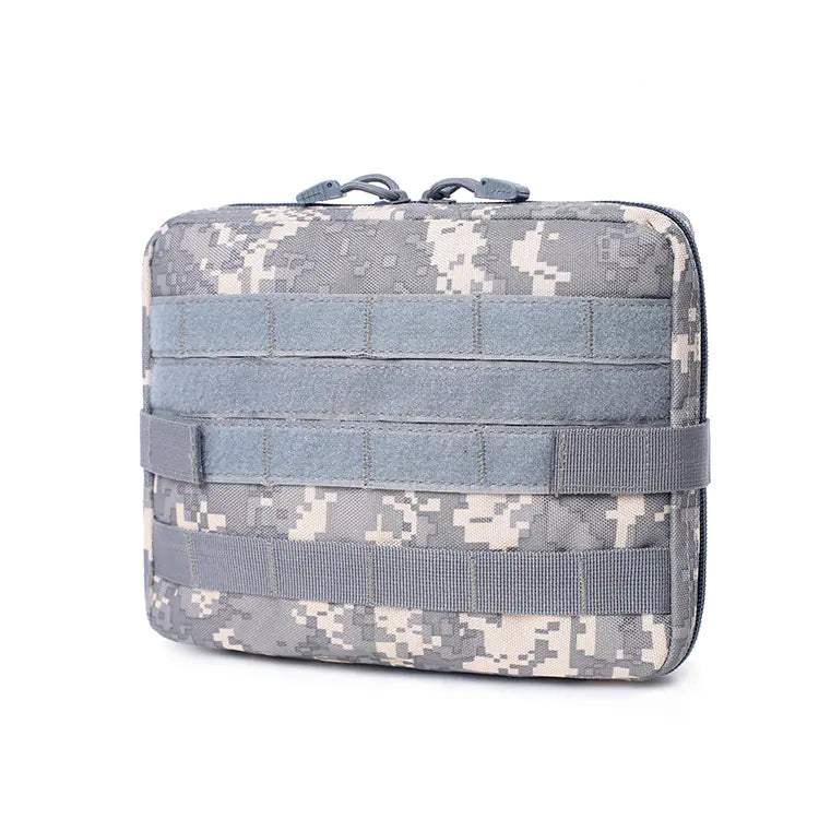 grey camouflage survival waterproof waist pack with multiple straps
