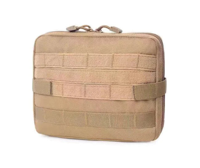 Khaki survival waterproof waist pack with multiple straps